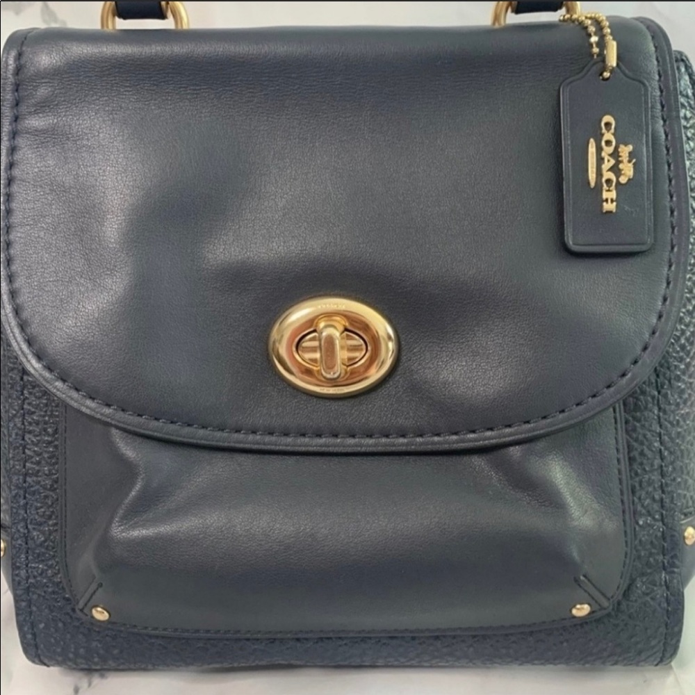 Coach Mini Faye Blue Cornflower Convertible Leather Backpack